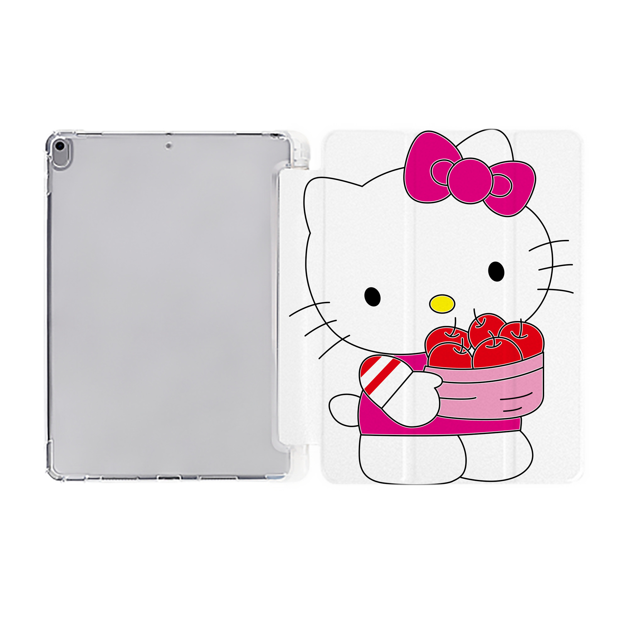 （画像用） Hello Kitty ハローキティ IPad ケース ペン収納付き 三つ折りスタンド PUレザー×シリコン 対応機種9.5/10.5/10.9インチ